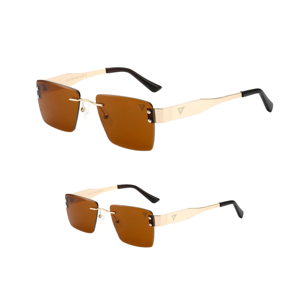 BROWN TWIN SPARK RIMLESS SUNGLASSES FOR MOTHER DAUGHTER