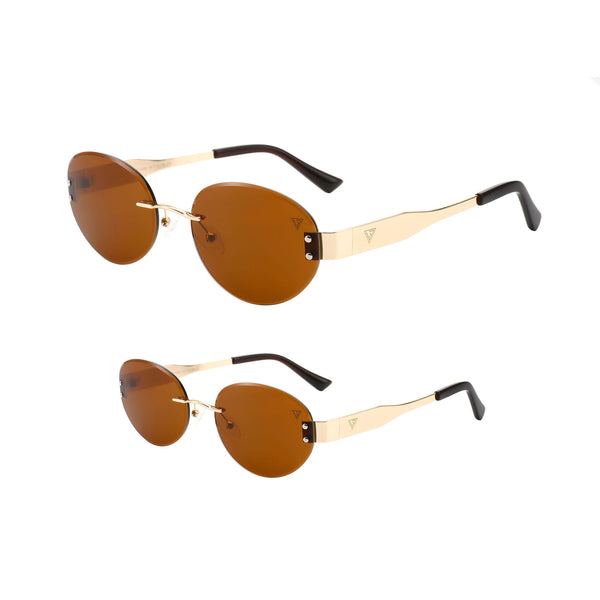 BROWN TWINNING TINTS RIMLESS SUNGLASSES FOR MOTHER DAUGHTER