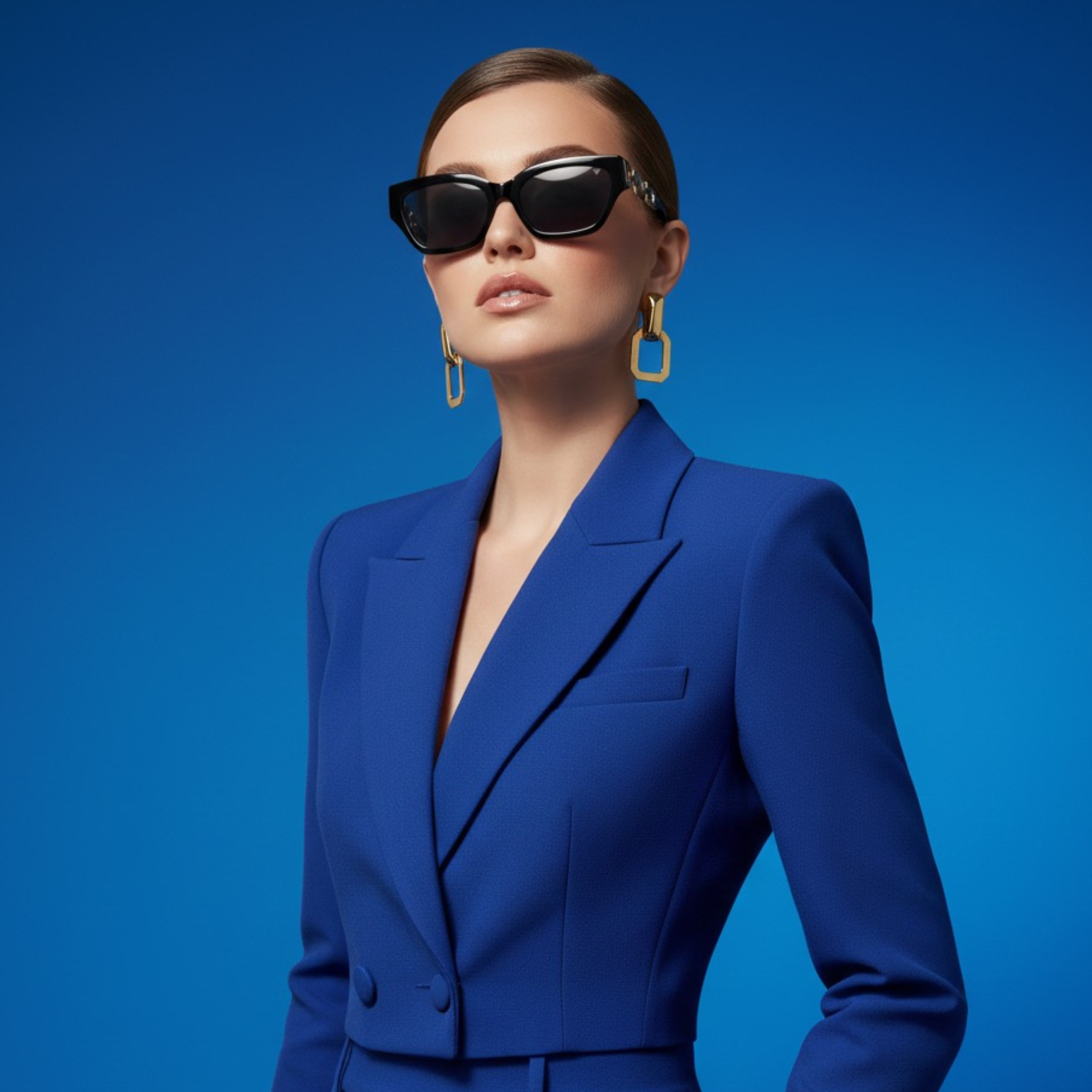 THE BLACK CAT EYE LINK CHAIN TEMPLE SUNGLASSES FOR WOMEN